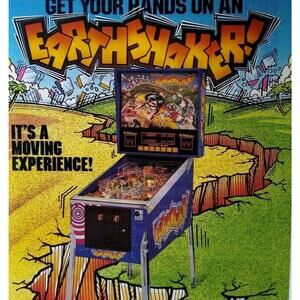 Earthshaker Pinball Flyer Original Vintage NOS 1989 Game 8.5" x 11 Retro Vintage